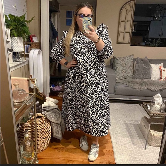 Women's Leopard Print Long Sleeve Dress - Sandy Liang - Picture 6 of 10